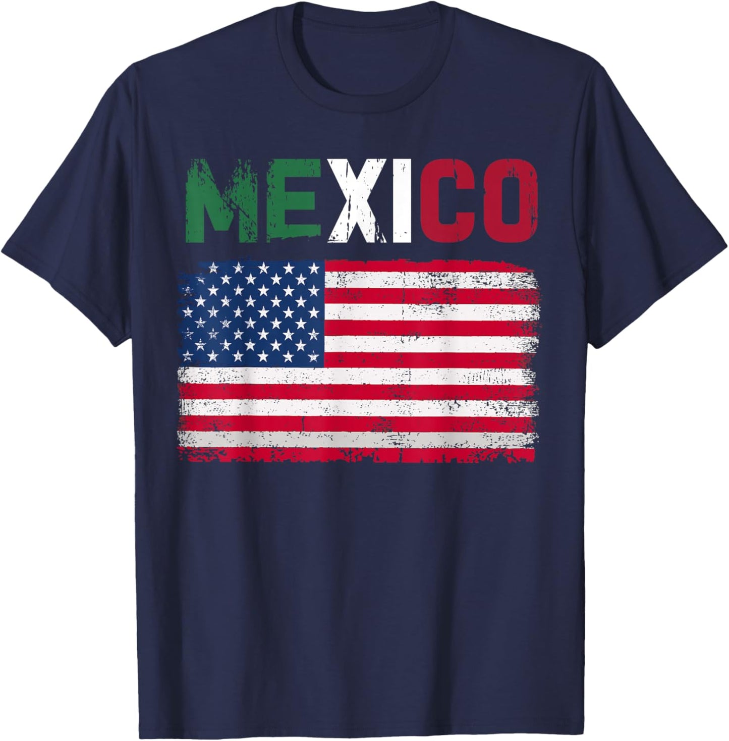 Mexico US Flag Patriot Mexican Flag American Flag T-Shirt - T-Shirt | Navy
