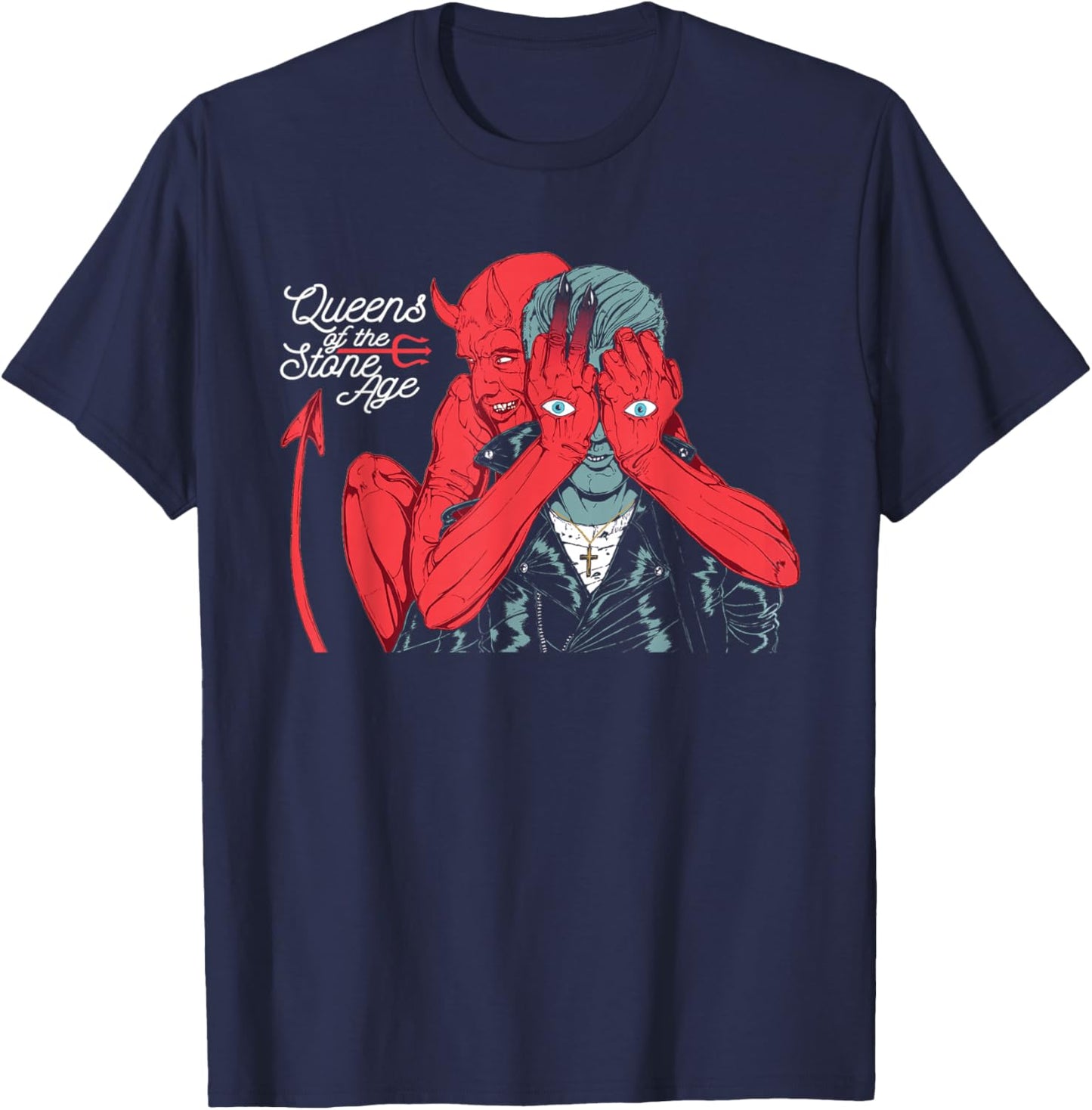 Official Queens of The Stone Age Devil T-Shirt - T-Shirt | Navy