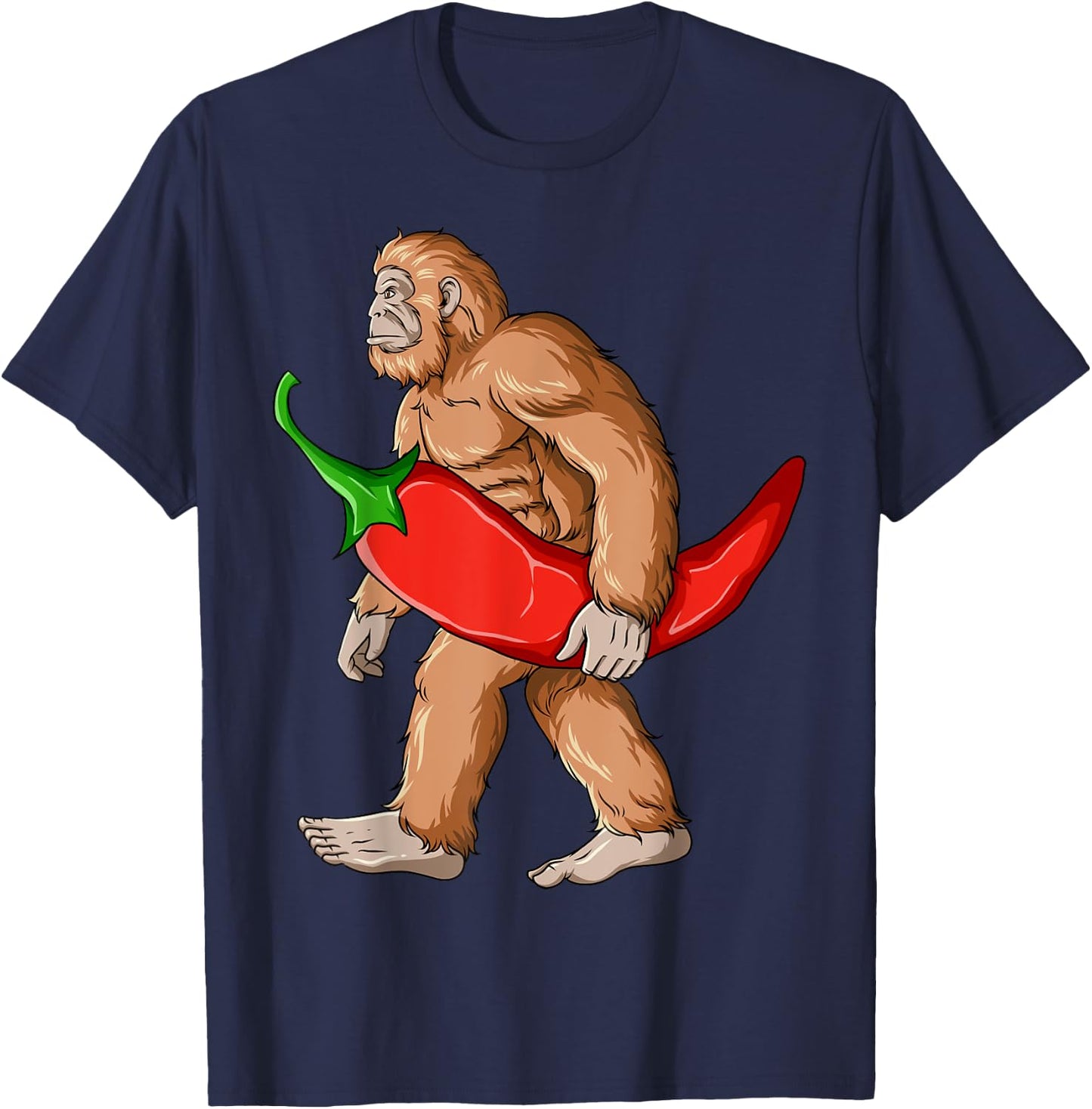 Bigfoot Chili Pepper Sasquatch Mexican Jalapeno T-Shirt - T-Shirt | Navy