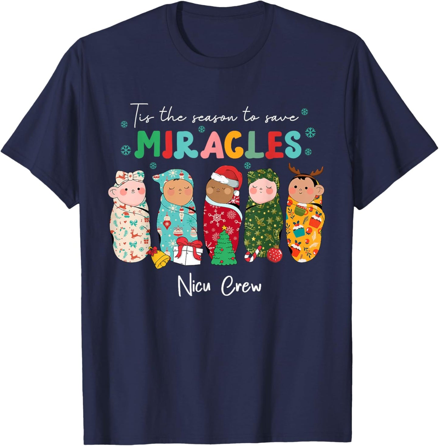 Funny NICU Nurse Animal Nurse Appreciation , -Adults, Kids, Nurses, Holiday Enthusiasts, Black, Small, Short Sleeve, Christmas NICU Nurse T-Shirt - T-Shirt | Navy