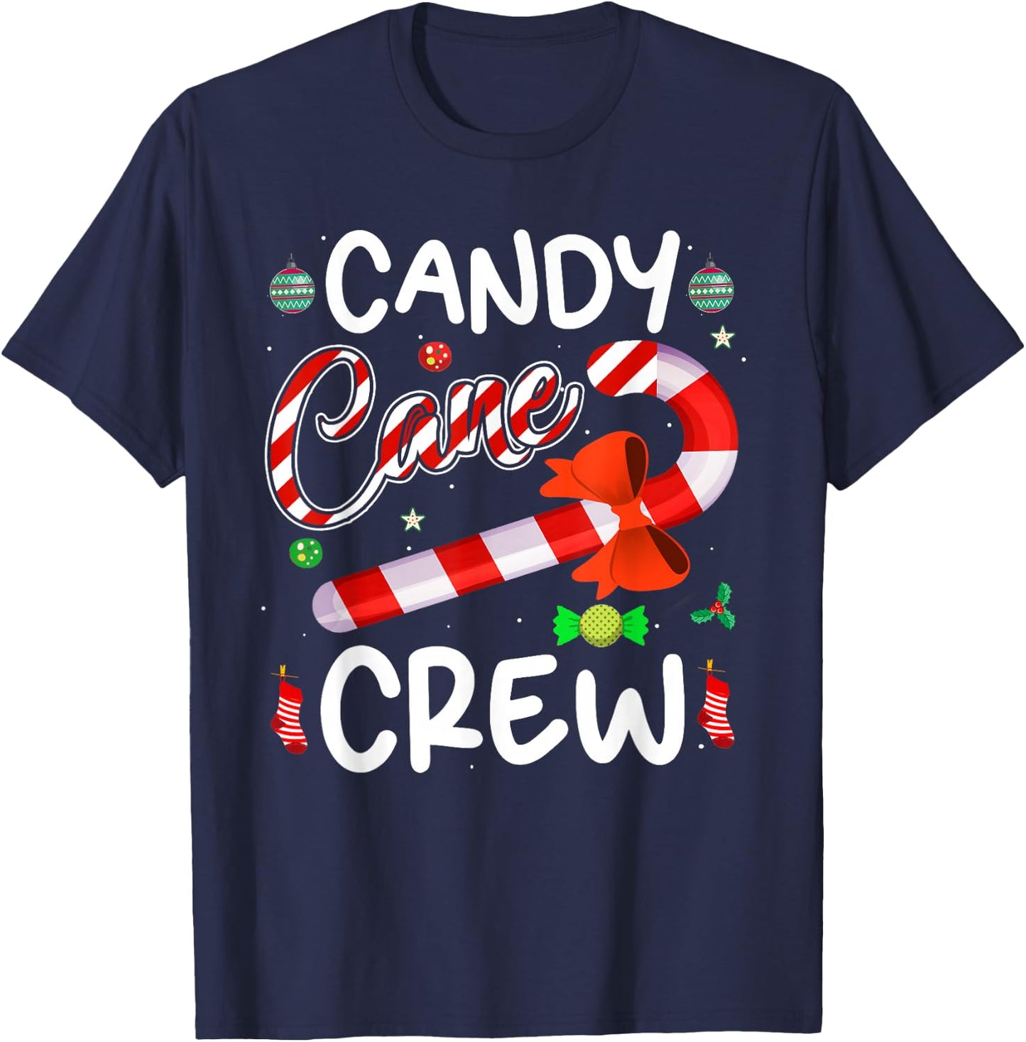 Candy Cane Crew Funny Christmas Candy Lover X-mas Gifts T-Shirt - T-Shirt | Navy