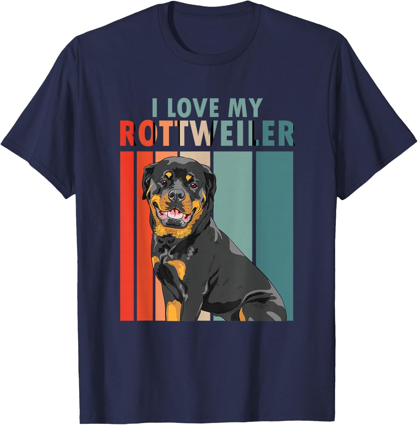 I Love My Rottweiler | Vintage Rottie | Dog Owner T-Shirt - T-Shirt | Navy
