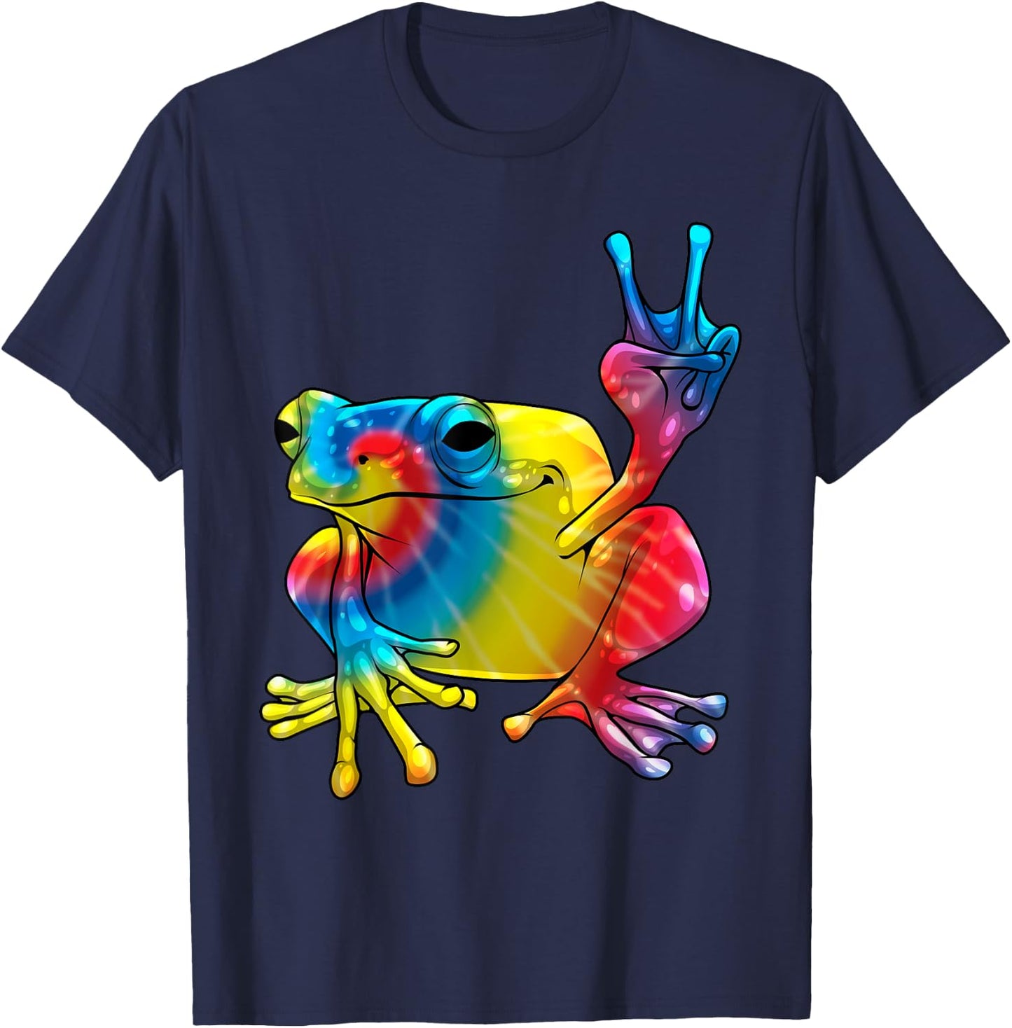 Cute Frog Peace Sign Women Amphibian Animal Lover T-Shirt - T-Shirt | Navy
