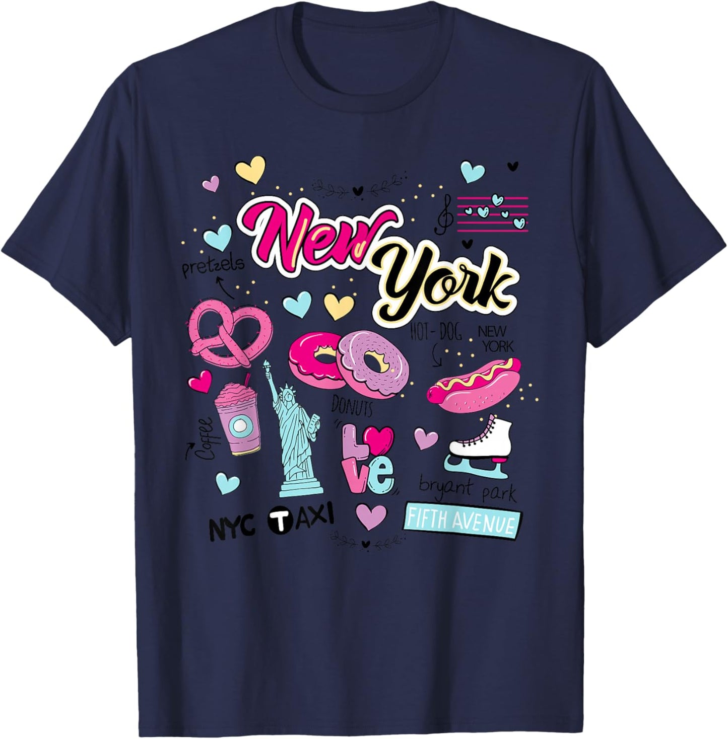 I Love New York New York City Illustration Graphic Designs T-Shirt - T-Shirt | Navy