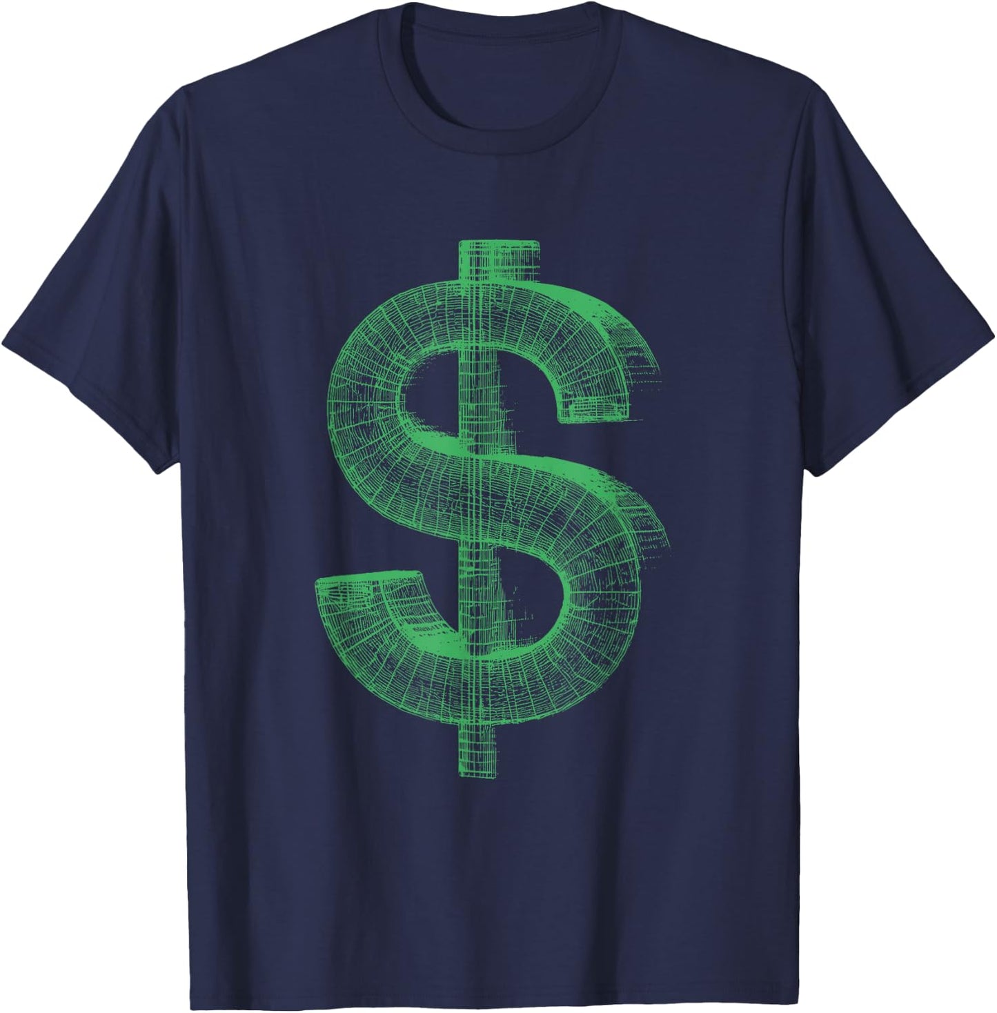 US Dollar 3D Wireframe - Vintage Money Cash-Flow Lover T-Shirt - T-Shirt | Navy