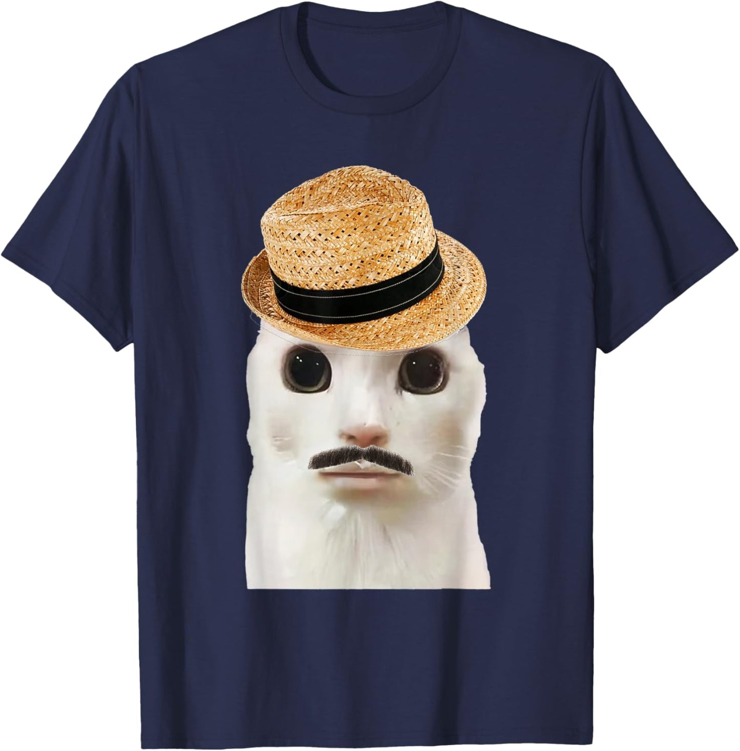 Goofy Ahh Cat Meme Dank Cursed Weirdcore Cringey Banana Cat T-Shirt - T-Shirt | Navy