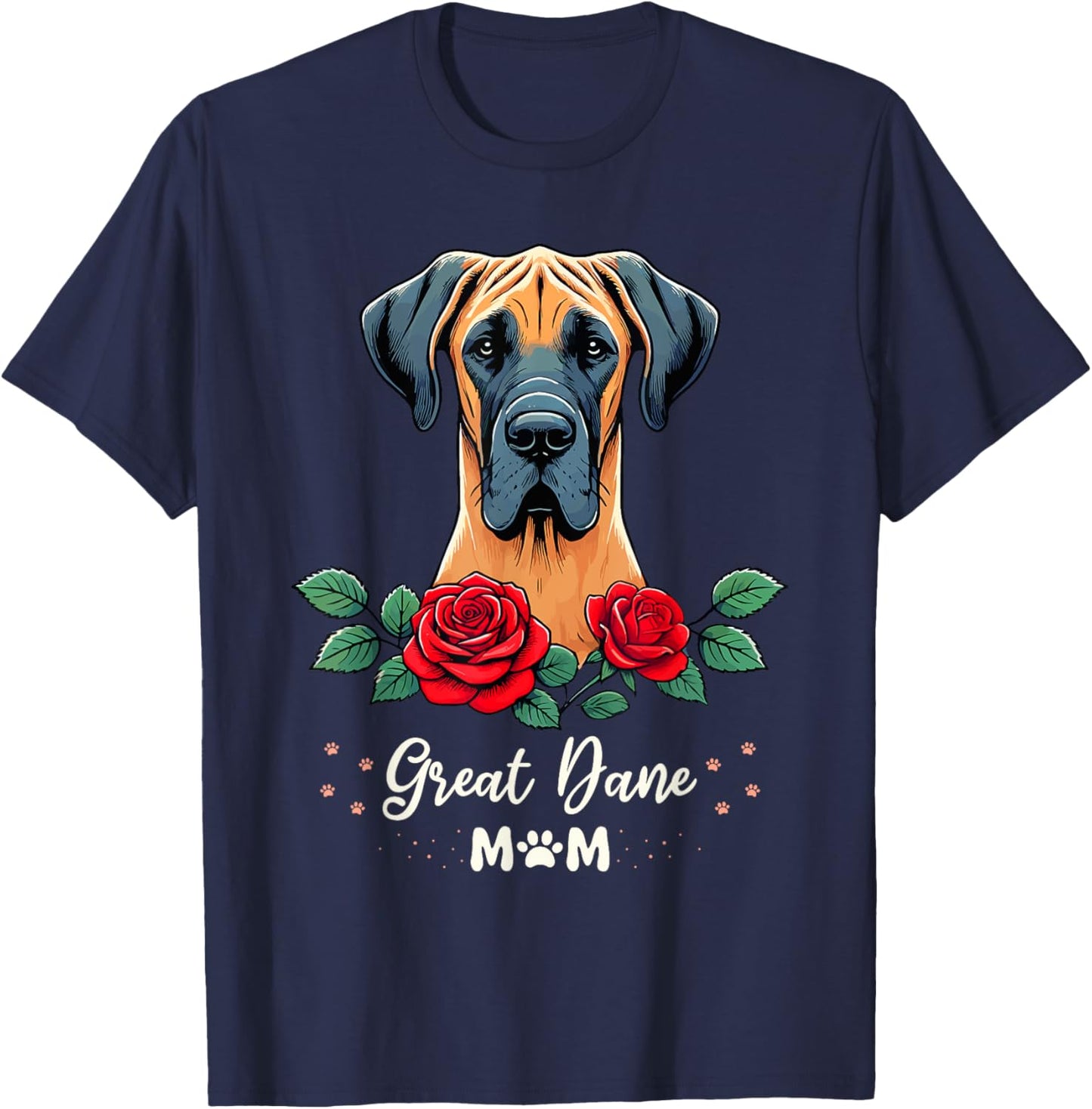 Roses Flowers Great Dane Mom Mastiff Great Danes T-Shirt - T-Shirt | Navy