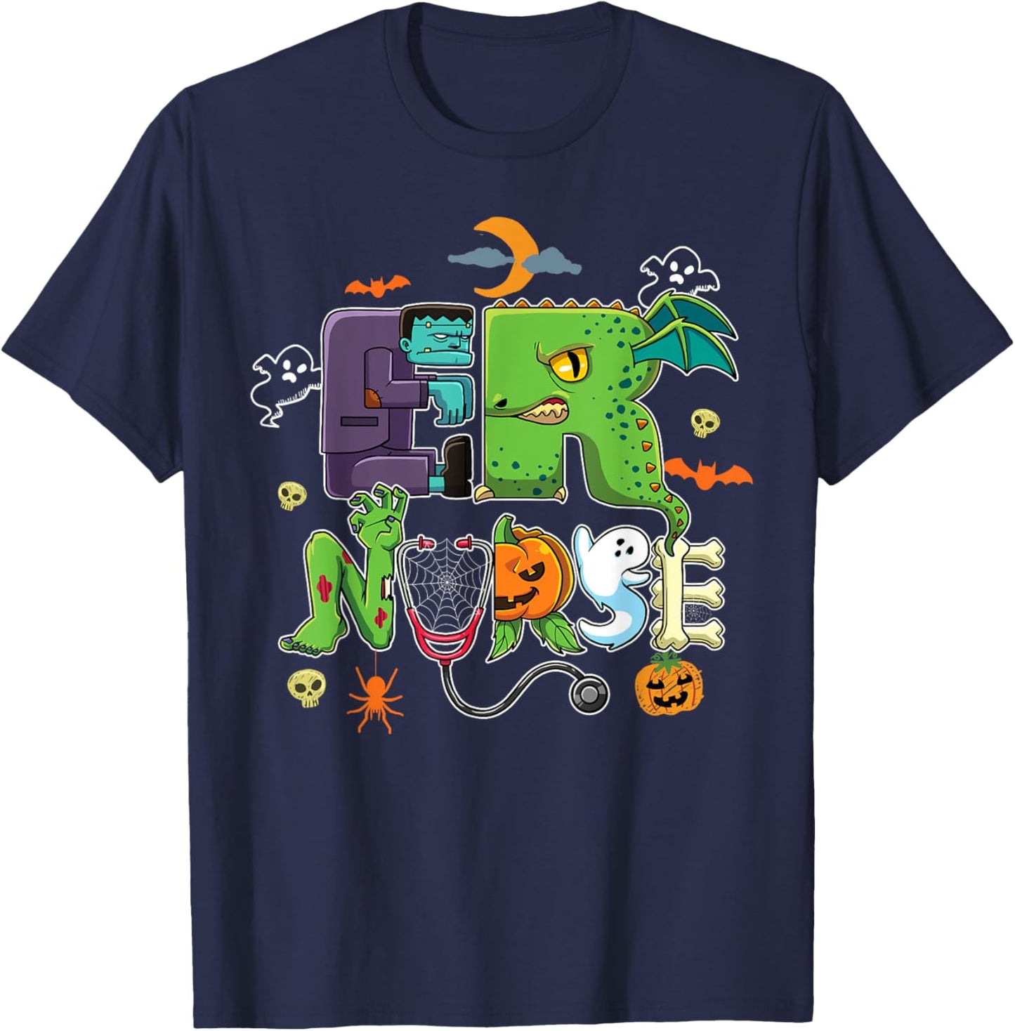 Halloween ER Nurse Emergency Room Department Spooky Costume T-Shirt - T-Shirt | Navy