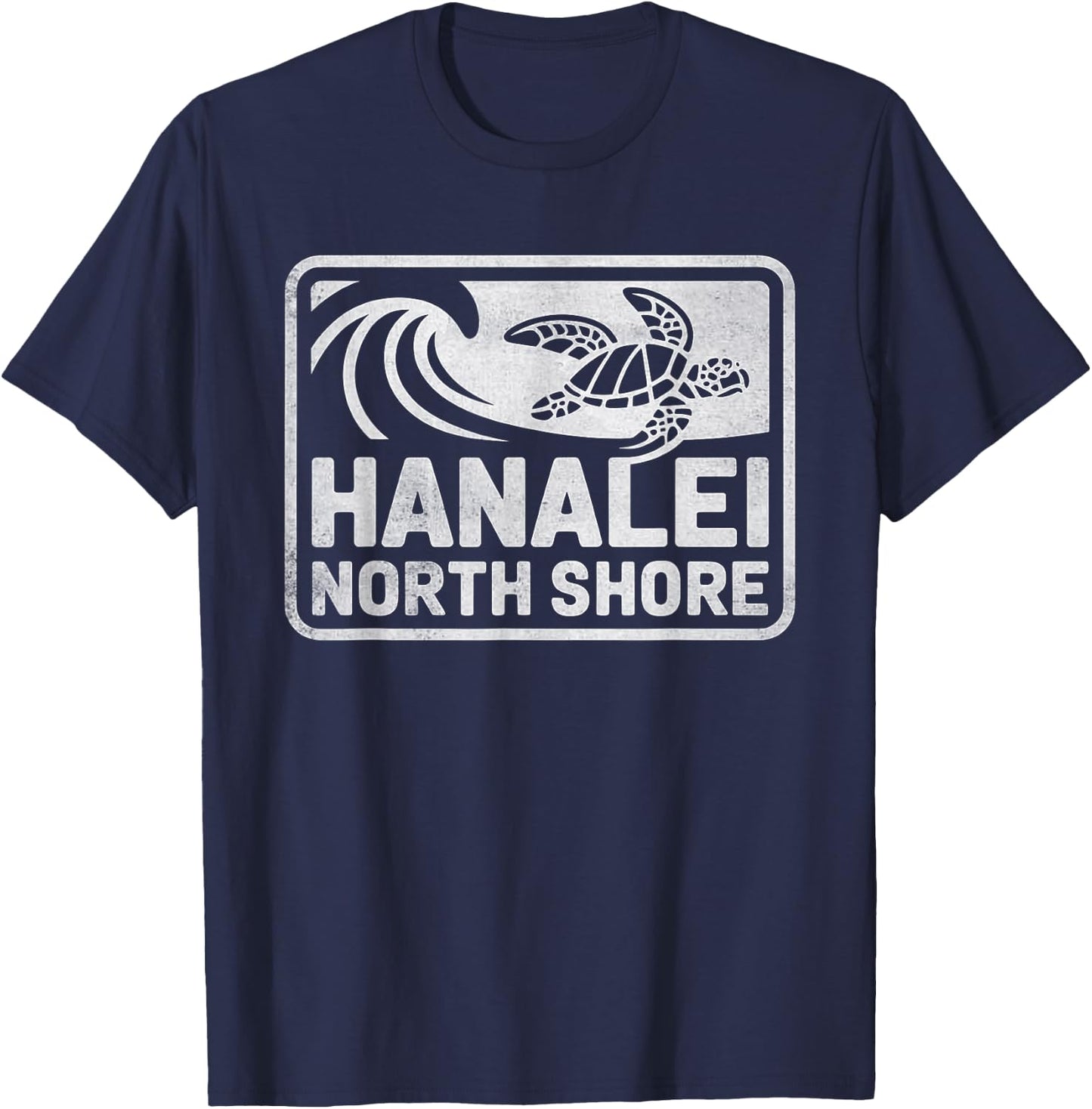 Hanalei North Shore Sea Turtle Kauai Hawaii Retro Hawaiian T-Shirt - T-Shirt | Navy