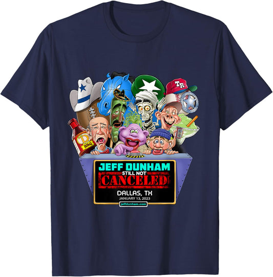 Jeff Dunham Black Cartoon , -Adults, Small, Short Sleeve, Classic Fit, Pull On, Limited Edition Design T-Shirt - T-Shirt | Navy