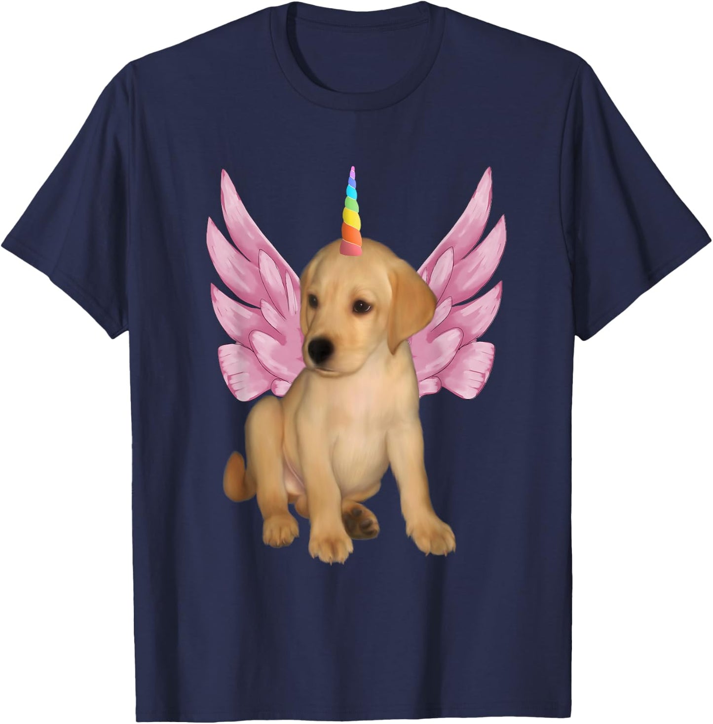 Cute Unicorn Pegasus Unipeg Puppy T-Shirt - T-Shirt | Navy