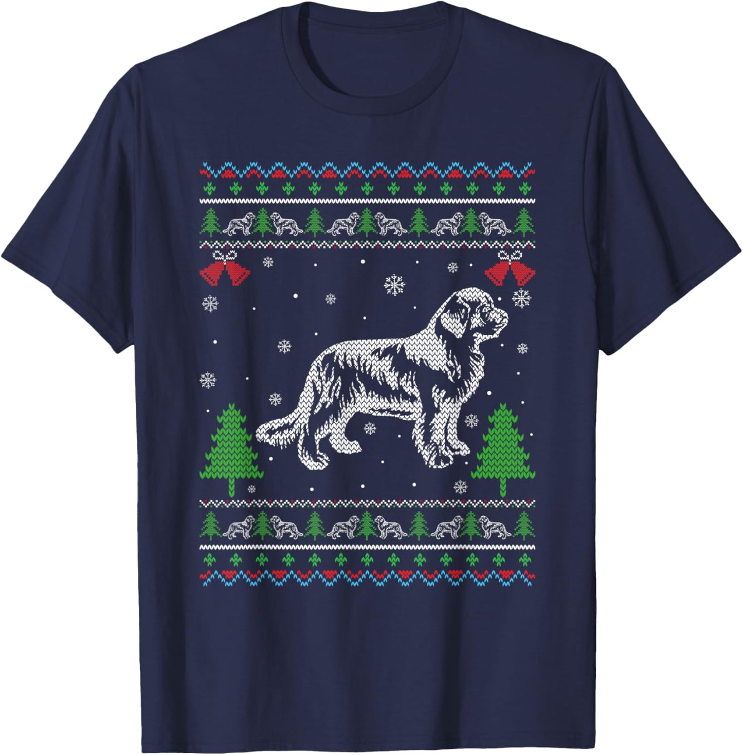 Ugly Xmas Design Newfoundland Dog Ugly Christmas Sweater Women Kids T-Shirt - T-Shirt | Navy