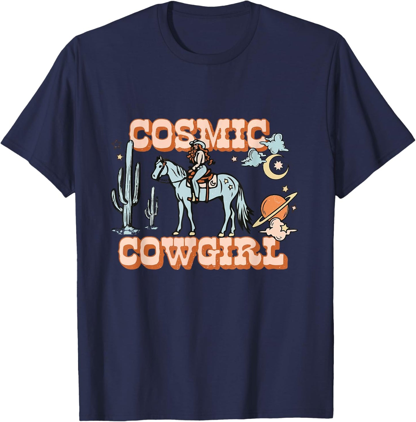 Cosmic Space Desert Cowgirl Shirt T-Shirt - T-Shirt | Navy