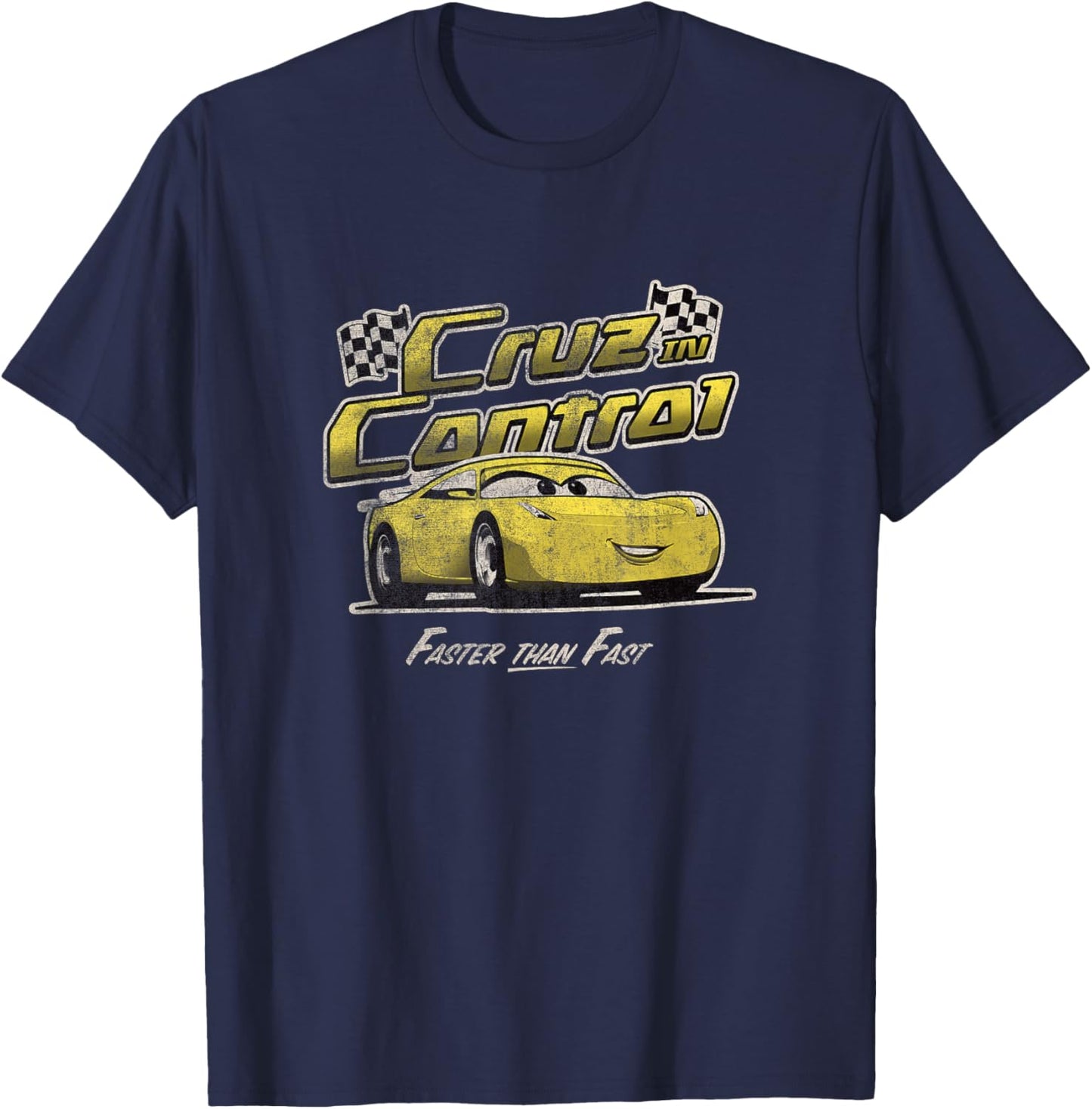 Disney Pixar Cars 3 Cruz In Control Faster Than Fast Vintage T-Shirt - T-Shirt | Navy