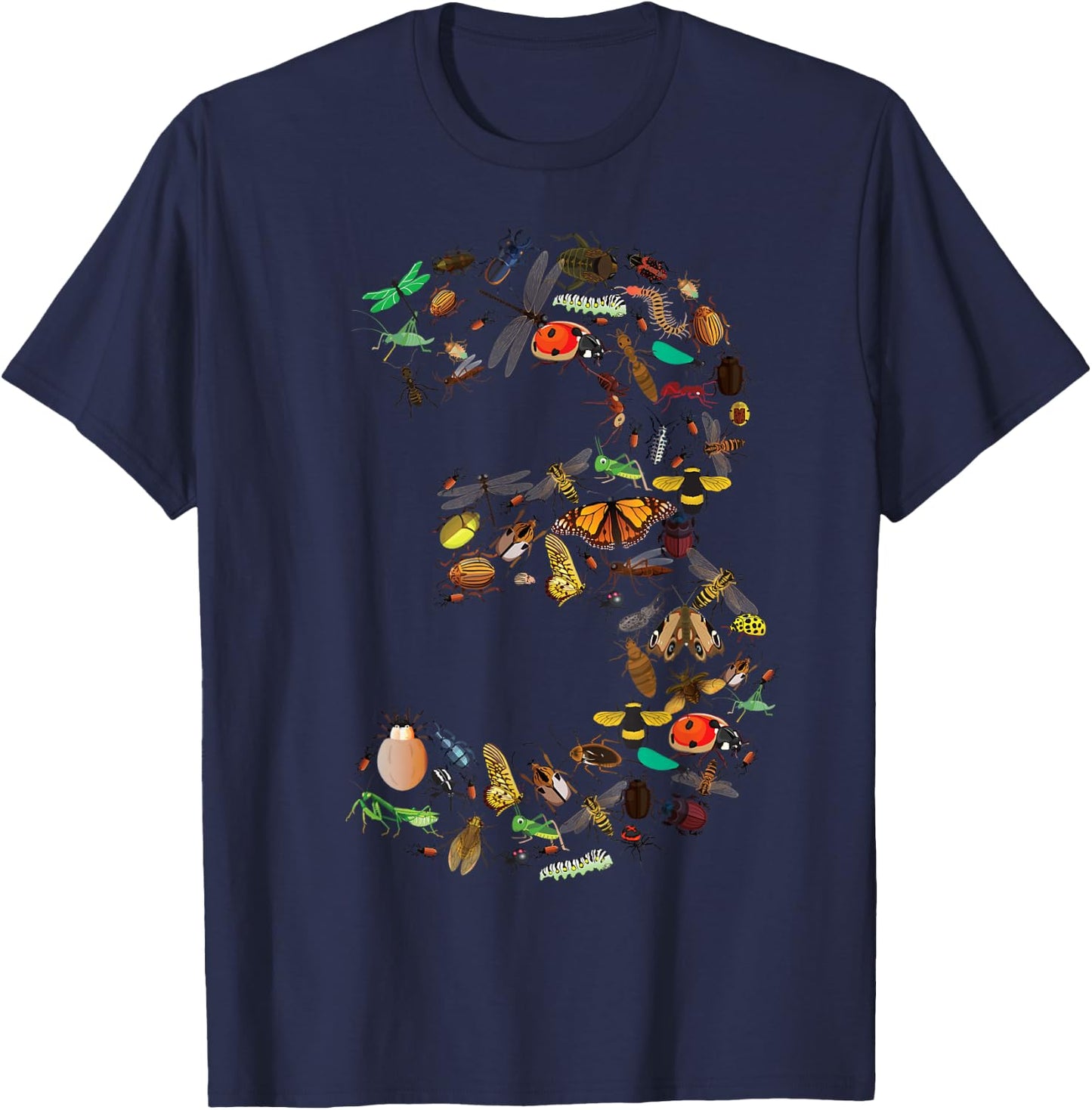 Funny Bugs 3rd Birthday Gift | Cute 3 Years Old Toddler Kid T-Shirt - T-Shirt | Navy
