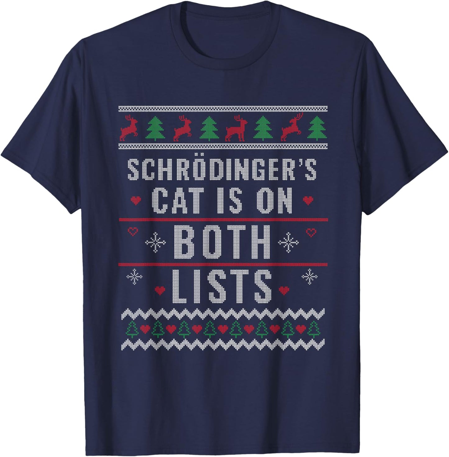 Physicist Schrödingers Cat Funny Physics Ugly Christmas Women T-Shirt - T-Shirt | Navy