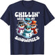 Frosty Friends Christmas Pun Chillin With My Snowmies Cool Snowmen -Adults Black T-Shirt - T-Shirt | Navy