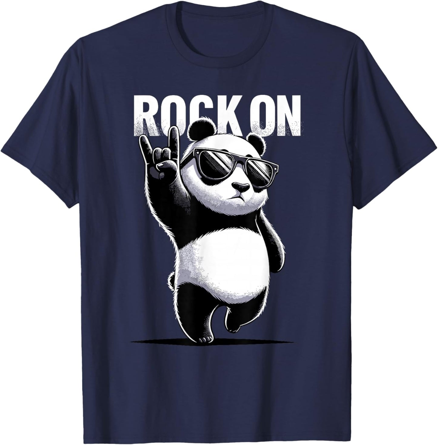 Retro Panda Rock Music Gift Men Kids Women Funny Panda T-Shirt - T-Shirt | Navy