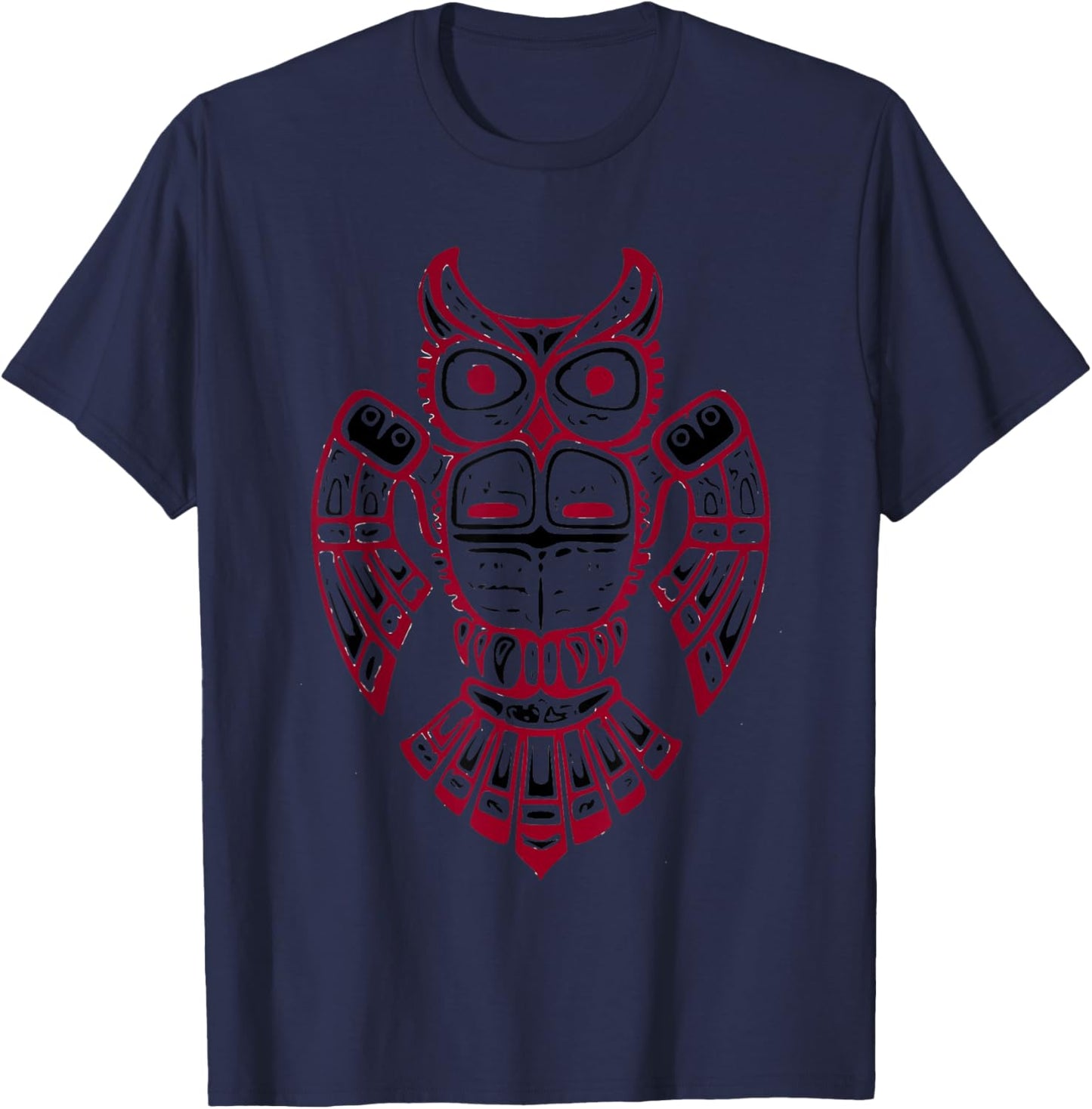 Pacific Northwest tribe art Indian Tlingit Tribal Owl Spirit T-Shirt - T-Shirt | Navy