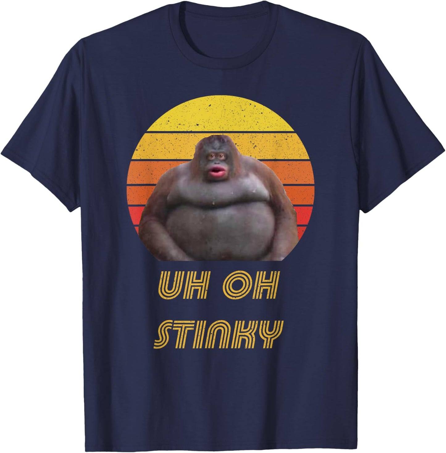 Uh Oh Stinky Poop Vintage Retro Dank Memes Le Monke T-Shirt - T-Shirt | Navy
