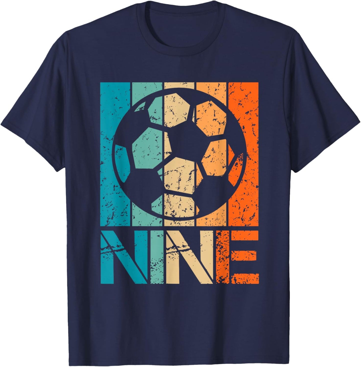 9th Soccer Birthday 9 Year Old 9yr Boys Girl Birthday Soccer T-Shirt - T-Shirt | Navy