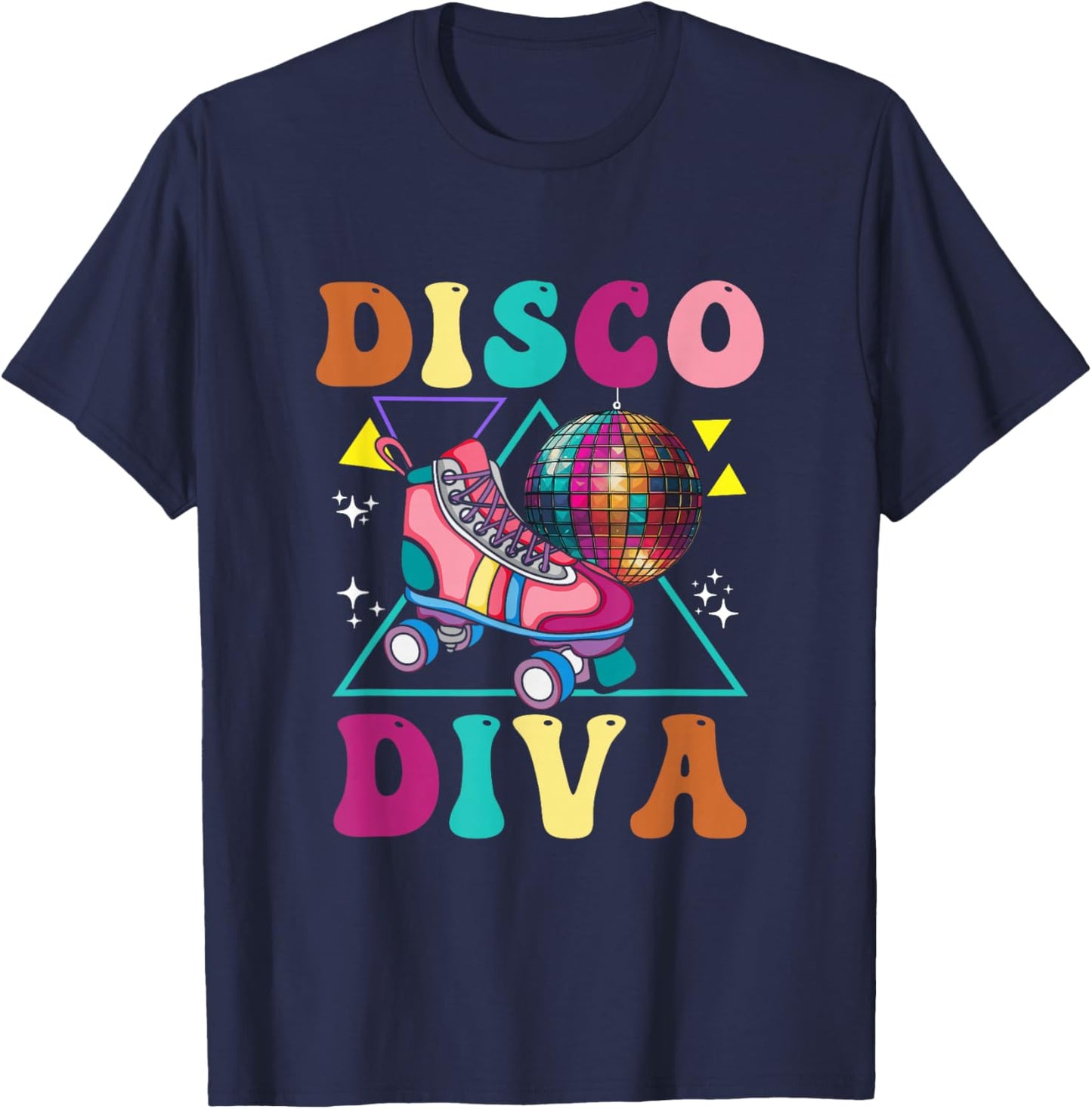 Roller Skating Disco Diva Skate Girl 70s Skater Groovy T-Shirt - T-Shirt | Navy