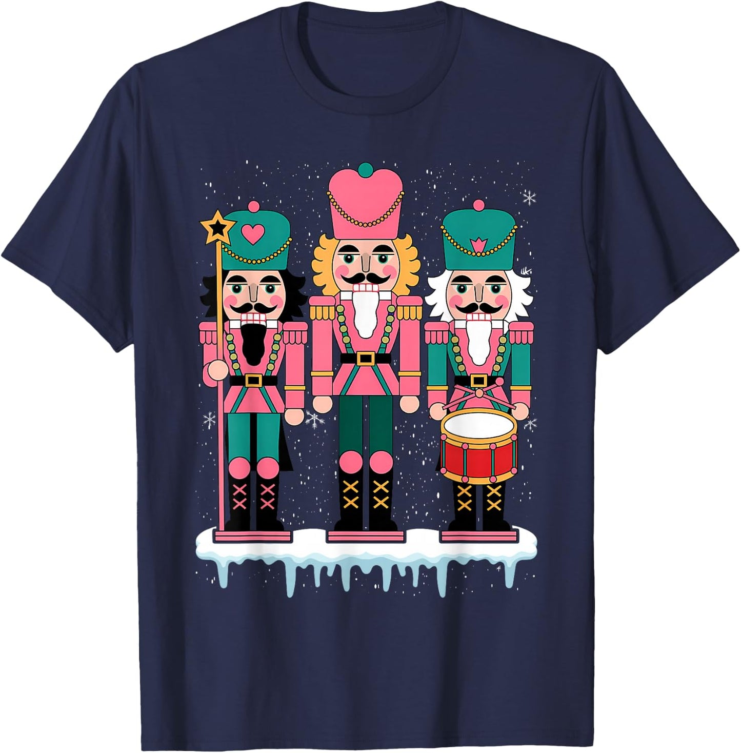 Pink Nutcracker Squad Xmas Pink Christmas Pajamas Women Kids T-Shirt - T-Shirt | Navy