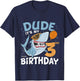 Kids Dude it's my 3rd Birthday - Fun Shark 3rd Birthday Boy T-Shirt - T-Shirt | Navy