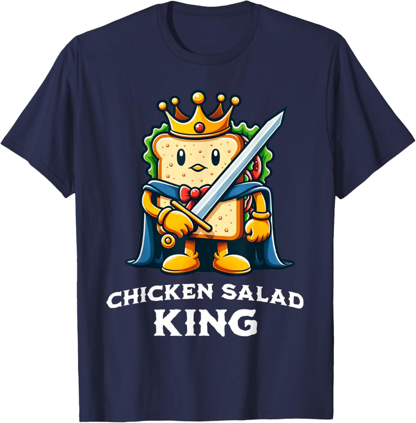 The Chicken Salad King Funny Sandwich Illustration T-Shirt - T-Shirt | Navy