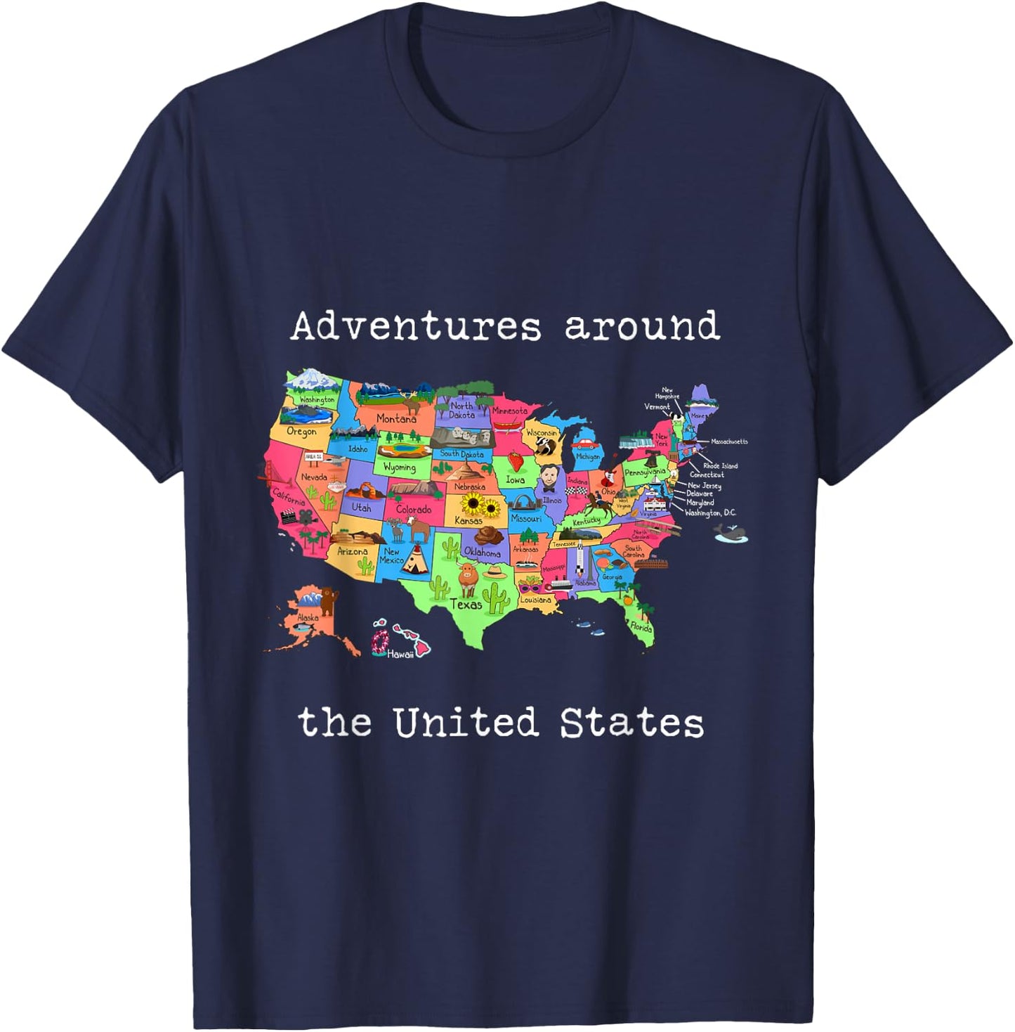 United States Design - Travel America USA Map T-Shirt - T-Shirt | Navy