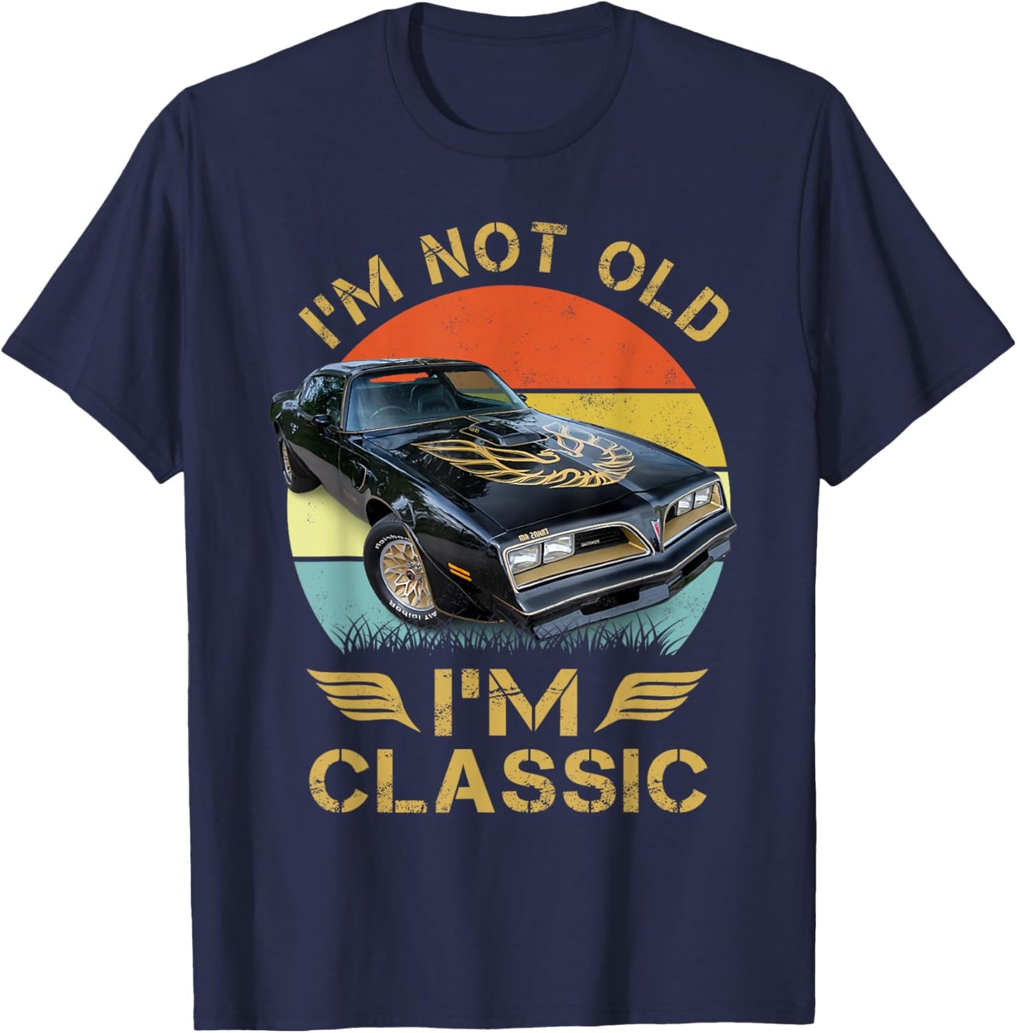 1977 77 trans am vintage black car MUSCLE CARS 70s CLASSIC T-Shirt - T-Shirt | Navy