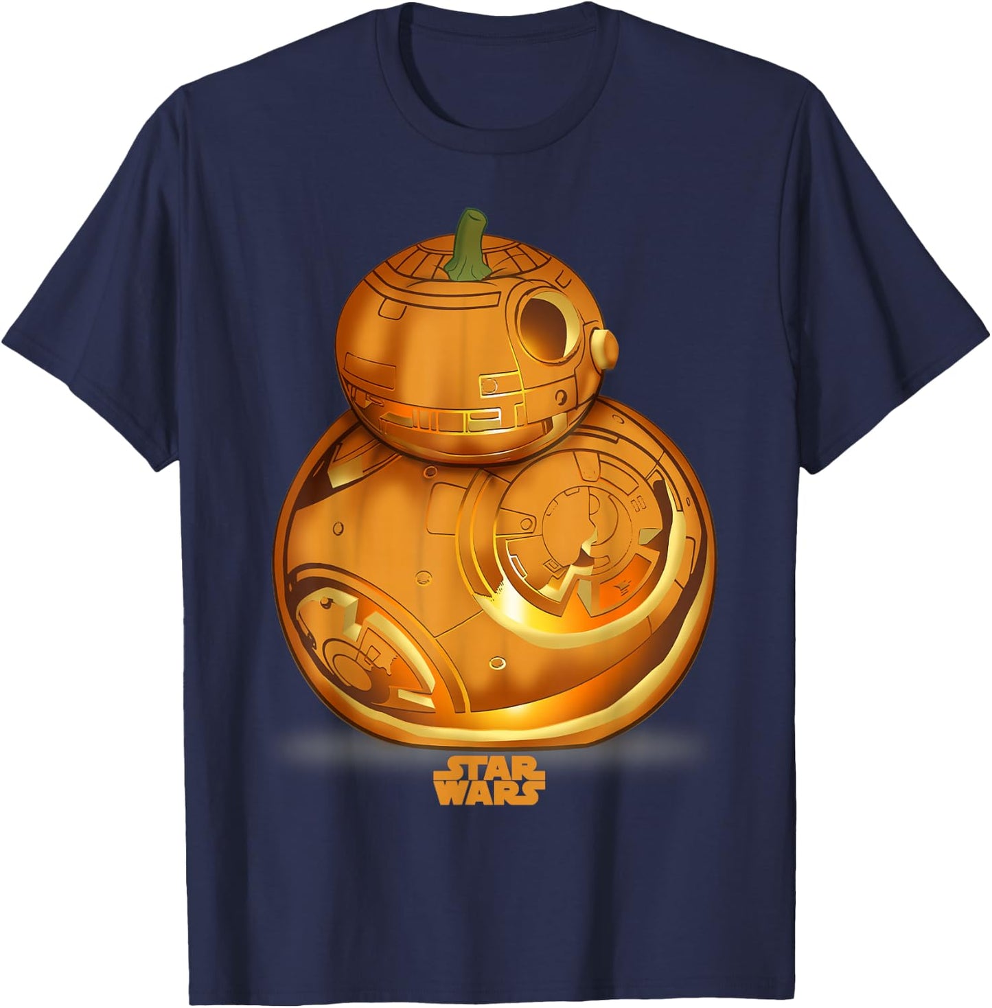 Star Wars The Force Awakens BB-8 Carved Pumpkin Halloween T-Shirt - T-Shirt | Navy