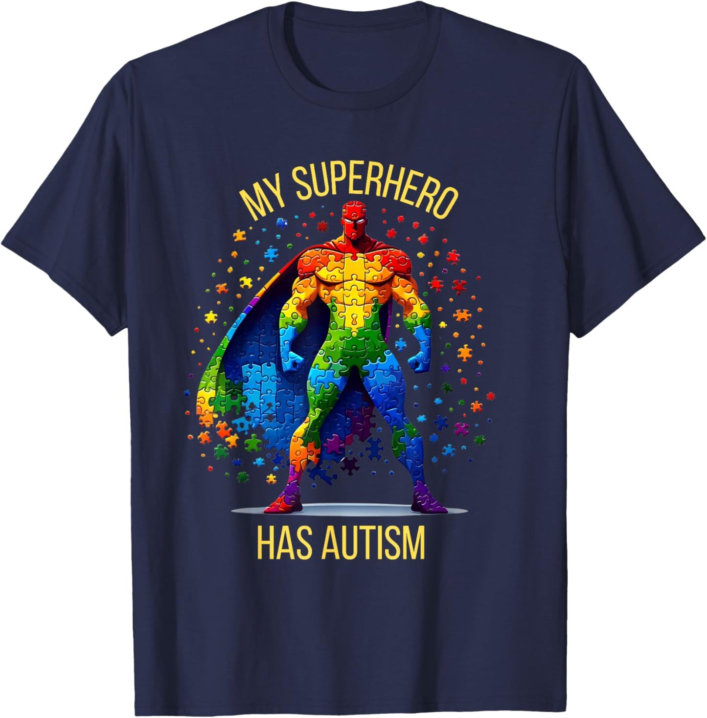 My Superhero Has Autism Super Hero Autism Awareness T-Shirt - T-Shirt | Navy