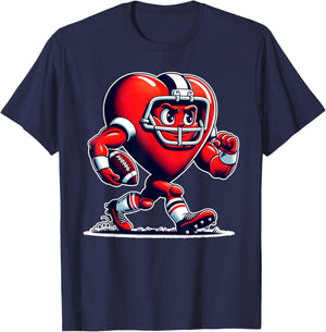 Valentine's Day Heart Football Player Retro Style T-Shirt - T-Shirt | Navy