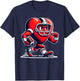 Valentine's Day Heart Football Player Retro Style T-Shirt - T-Shirt | Navy