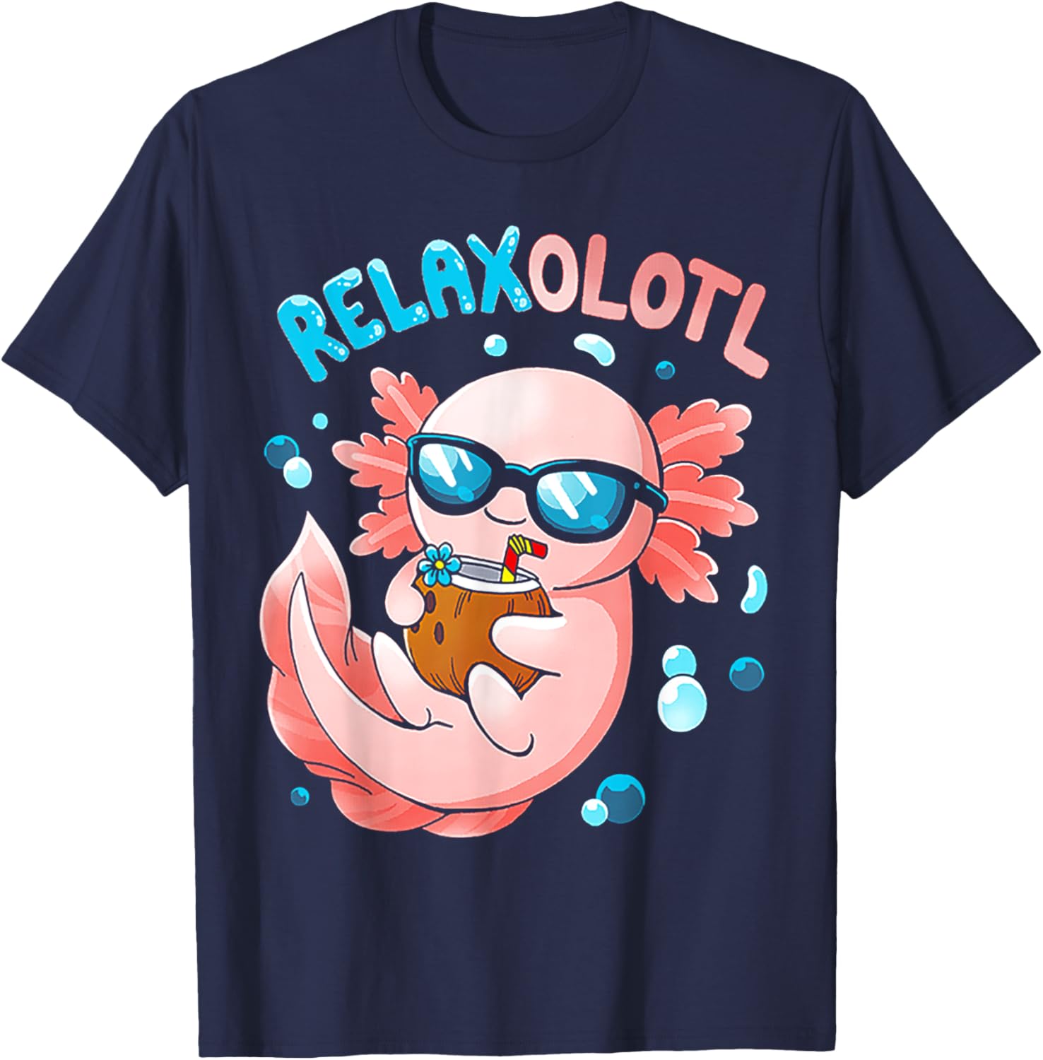 Relaxolotl Funny Axolotl Relax T-Shirt - T-Shirt | Navy