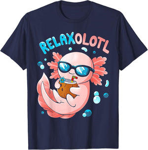Relaxolotl Funny Axolotl Relax T-Shirt - T-Shirt | Navy
