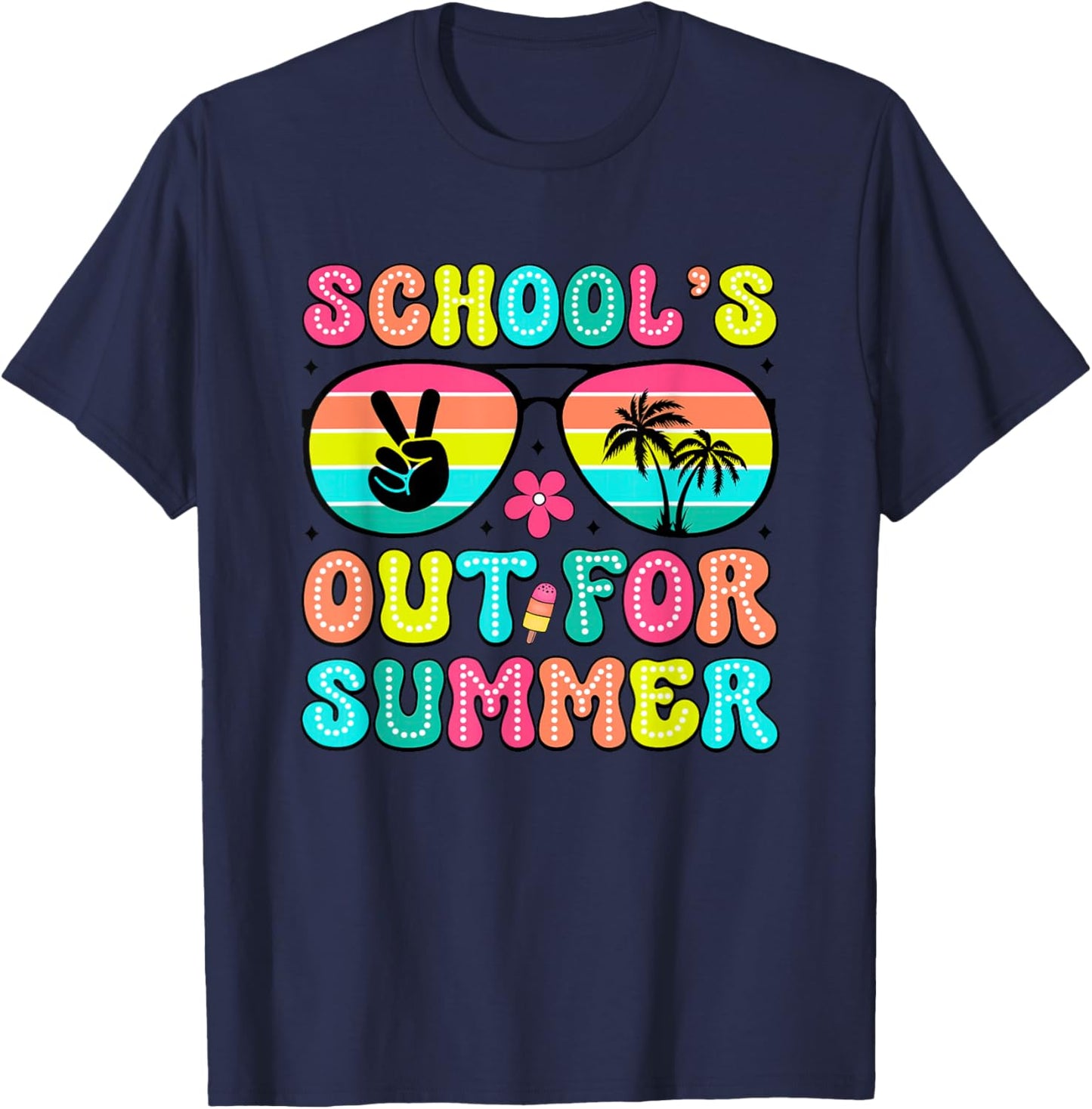 School's Out For Summer Sunglasses Palm Trees T-Shirt - T-Shirt | Navy