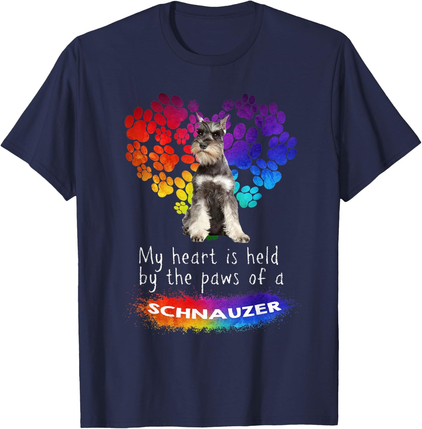 My Heart Is Held By The Paws Of A Schnauzer T-Shirt - T-Shirt | Navy