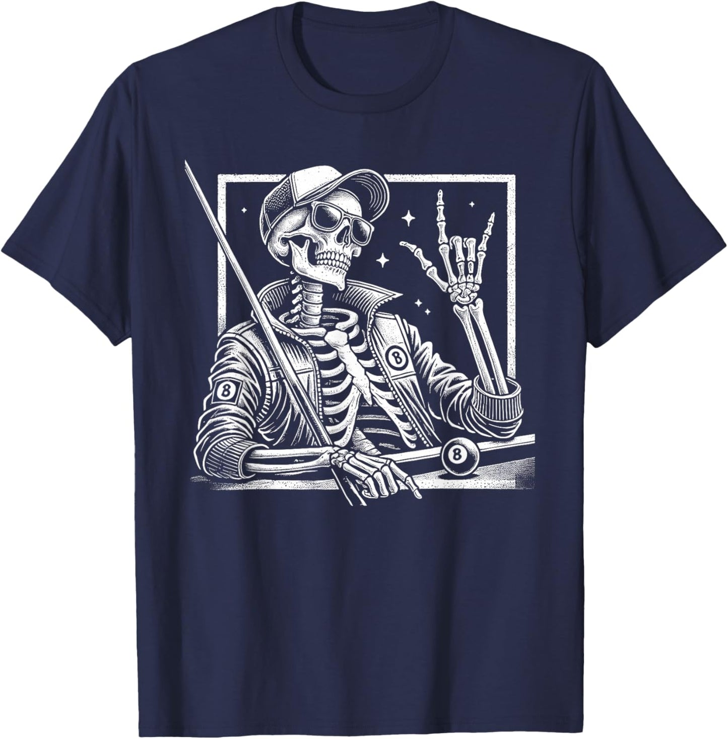 Skeleton Billiards Birthday Halloween Kids T-Shirt - T-Shirt | Navy
