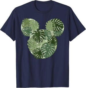 Disney Mickey & Friends Mickey Monstera Plant Fill T-Shirt - T-Shirt | Navy