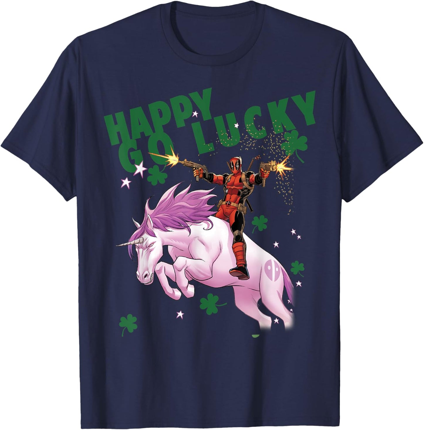 Marvel Deadpool Happy Go Lucky Magical Unicorn T-Shirt - T-Shirt | Navy