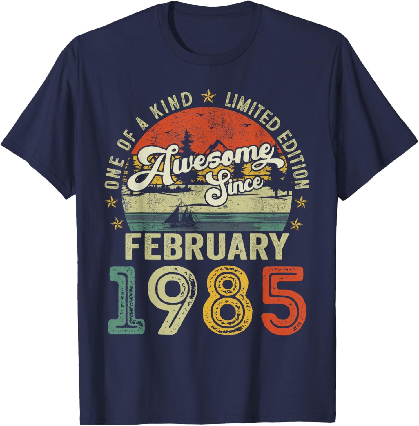 Awesome Since February 1985 Vintage Retro 40th Birthday Men T-Shirt - T-Shirt | Navy
