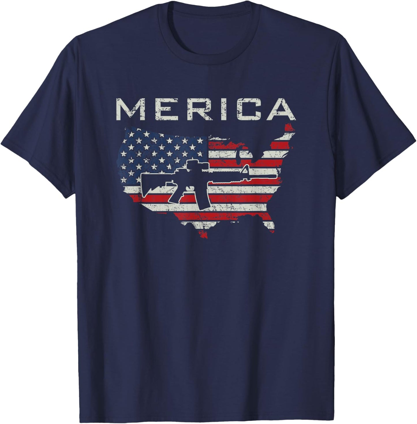 Merica - Funny Pro Guns American Flag 2nd Amendment T-Shirt - T-Shirt | Navy