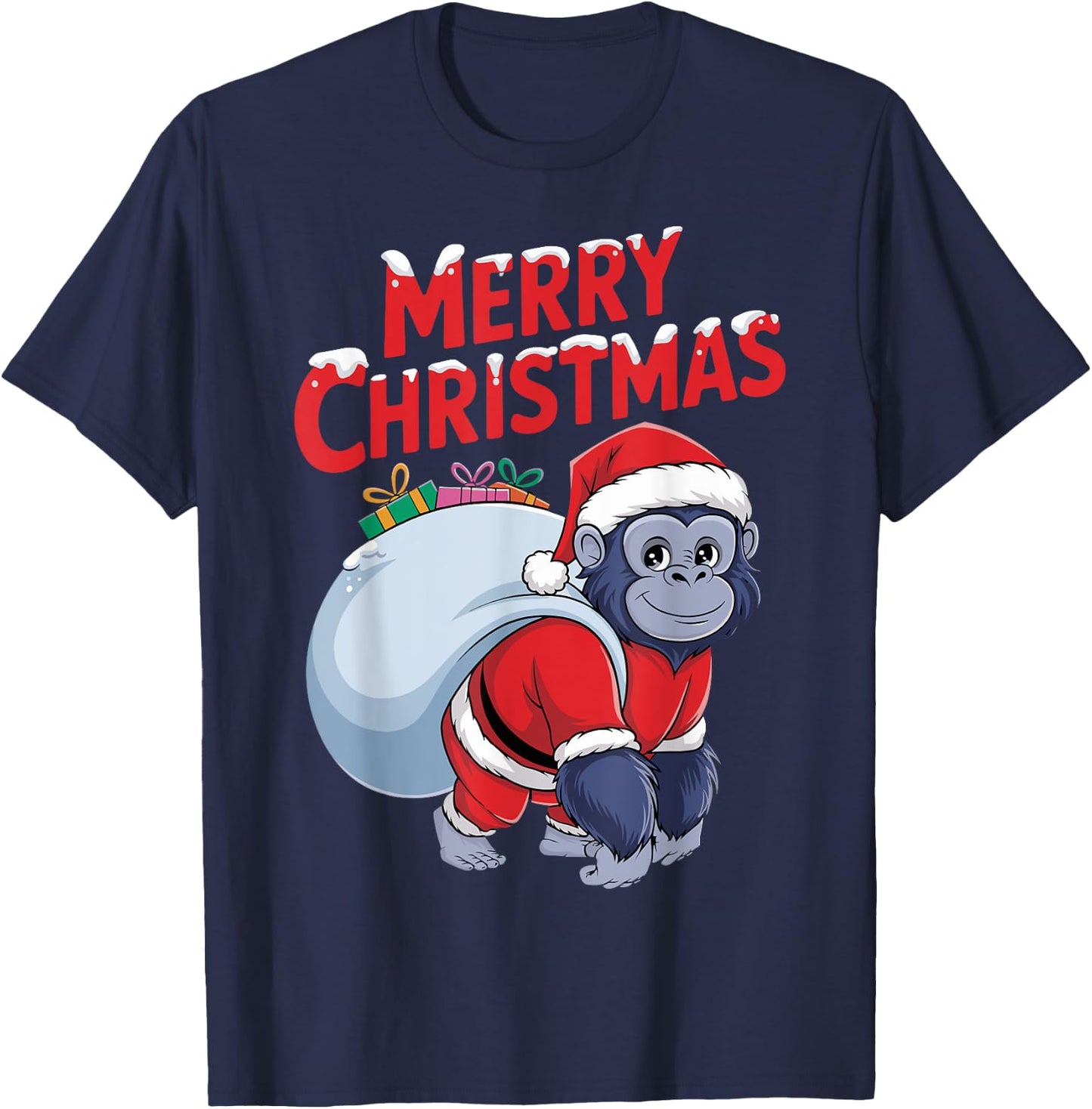 Xmas Gorilla Santa on Gorilla Christmas T-Shirt - T-Shirt | Navy