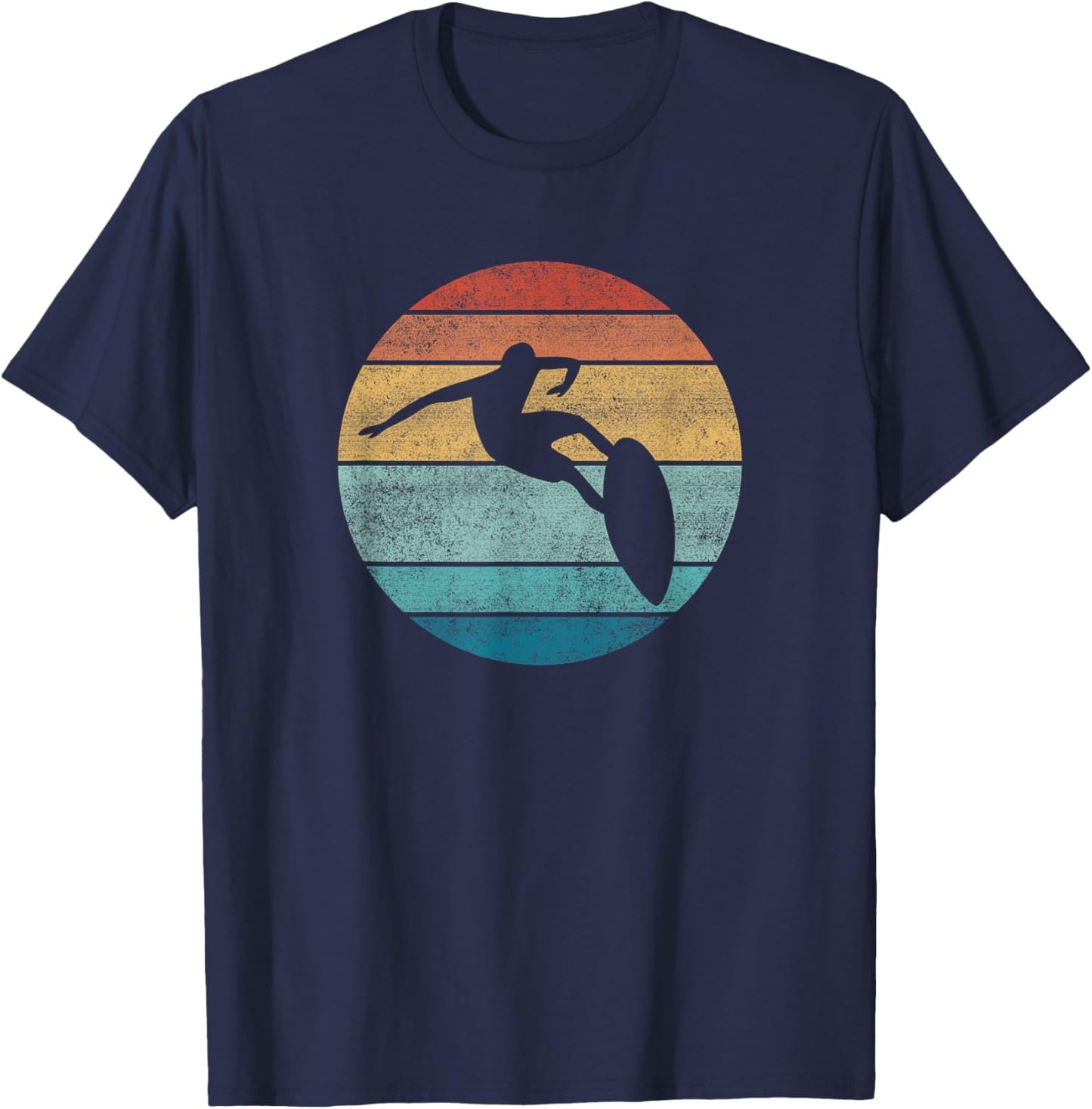 Surfing Surfboard Vintage Retro Surfboarder Surfer Beach Men Women Girls Kids T-Shirt - T-Shirt | Navy