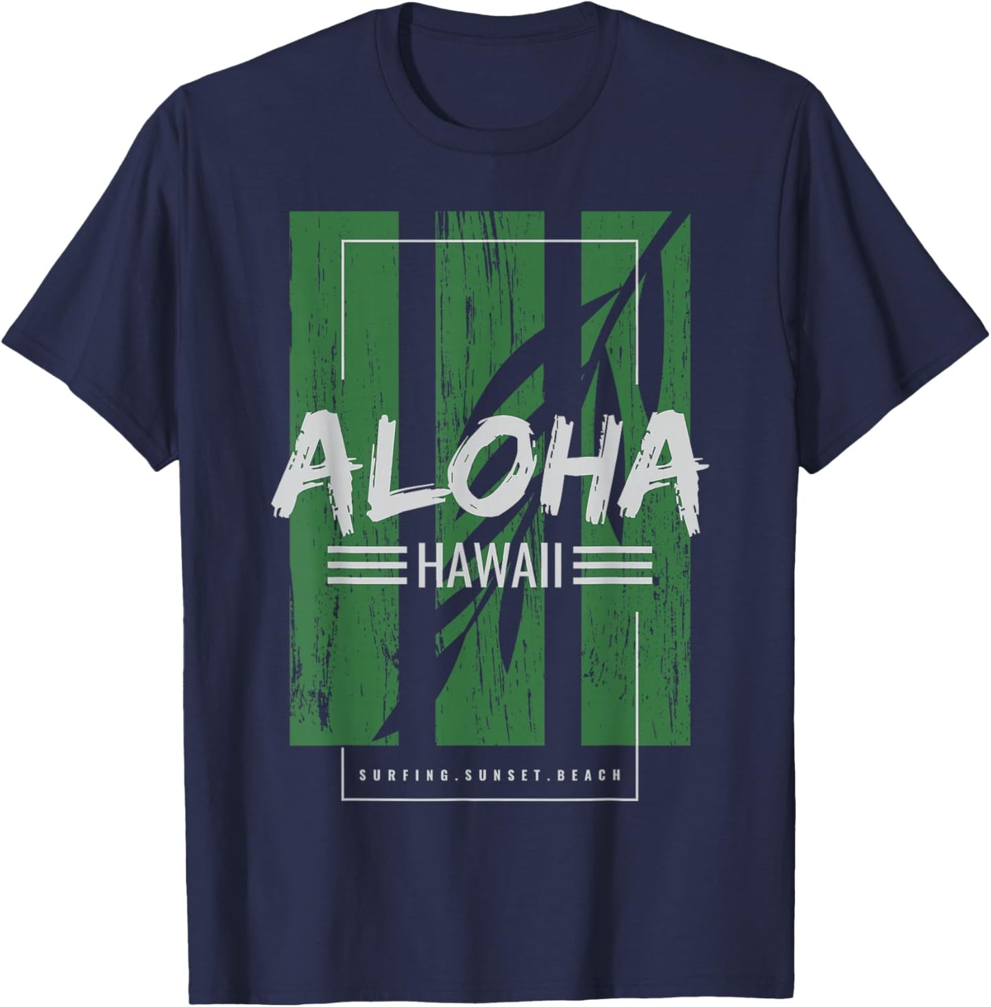 Aloha Hawaii Surfing Sunset Beach T-Shirt - T-Shirt | Navy