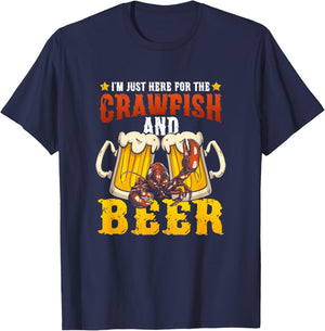 Crawfish Lobster I'm Just Here For The Crawfish And Beer T-Shirt - T-Shirt | Navy