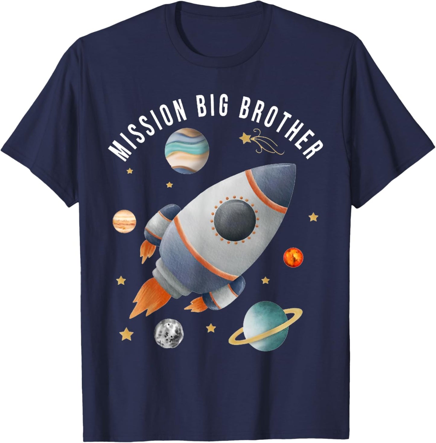 Mission Big Brother Funny Space Astronaut Rocket Baby Reveal T-Shirt - T-Shirt | Navy