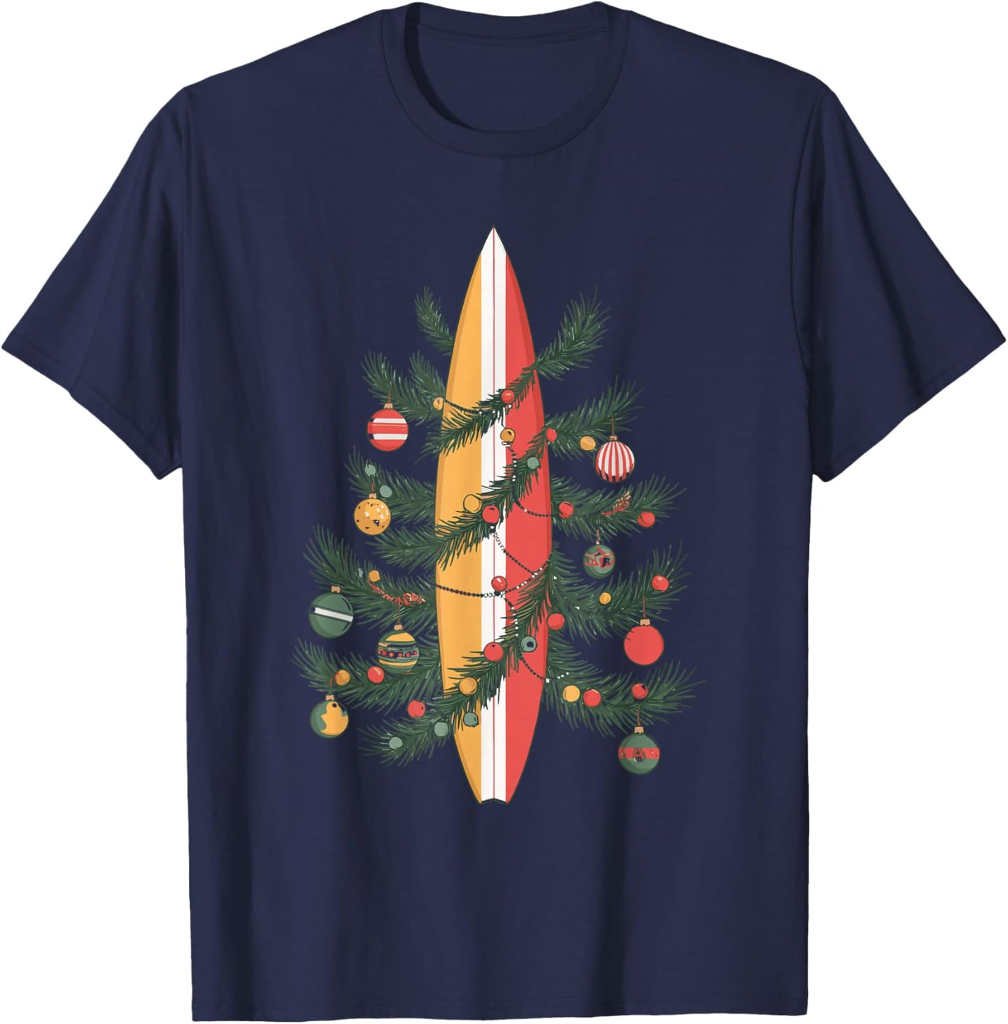 Christmas Tree Surfboard T-Shirt - T-Shirt | Navy
